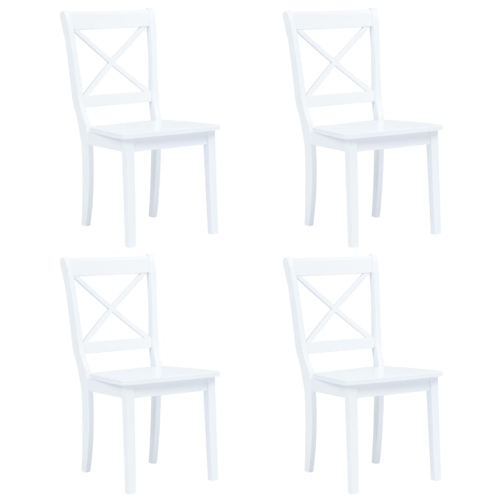 Cadeiras de jantar 4 pcs madeira de seringueira maciça branco ewg6496