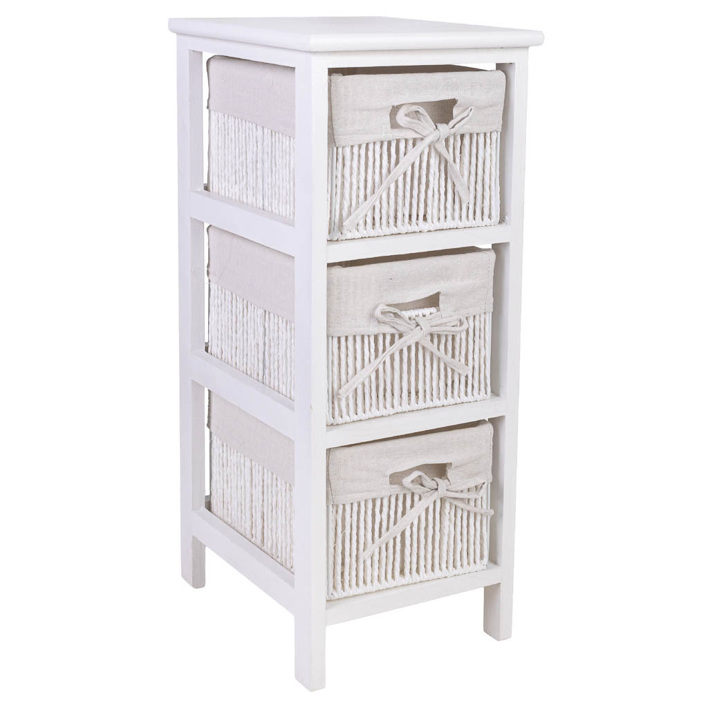 Chiffonier de madeira branca 26x32x63 cm