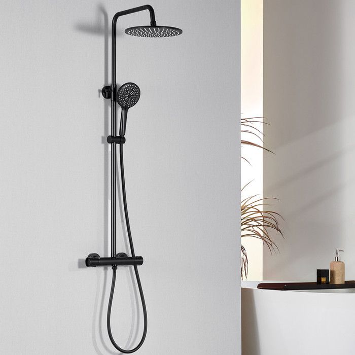 Coluna de chuveiro termostática - auralum max - aço inoxidável preto - chuv