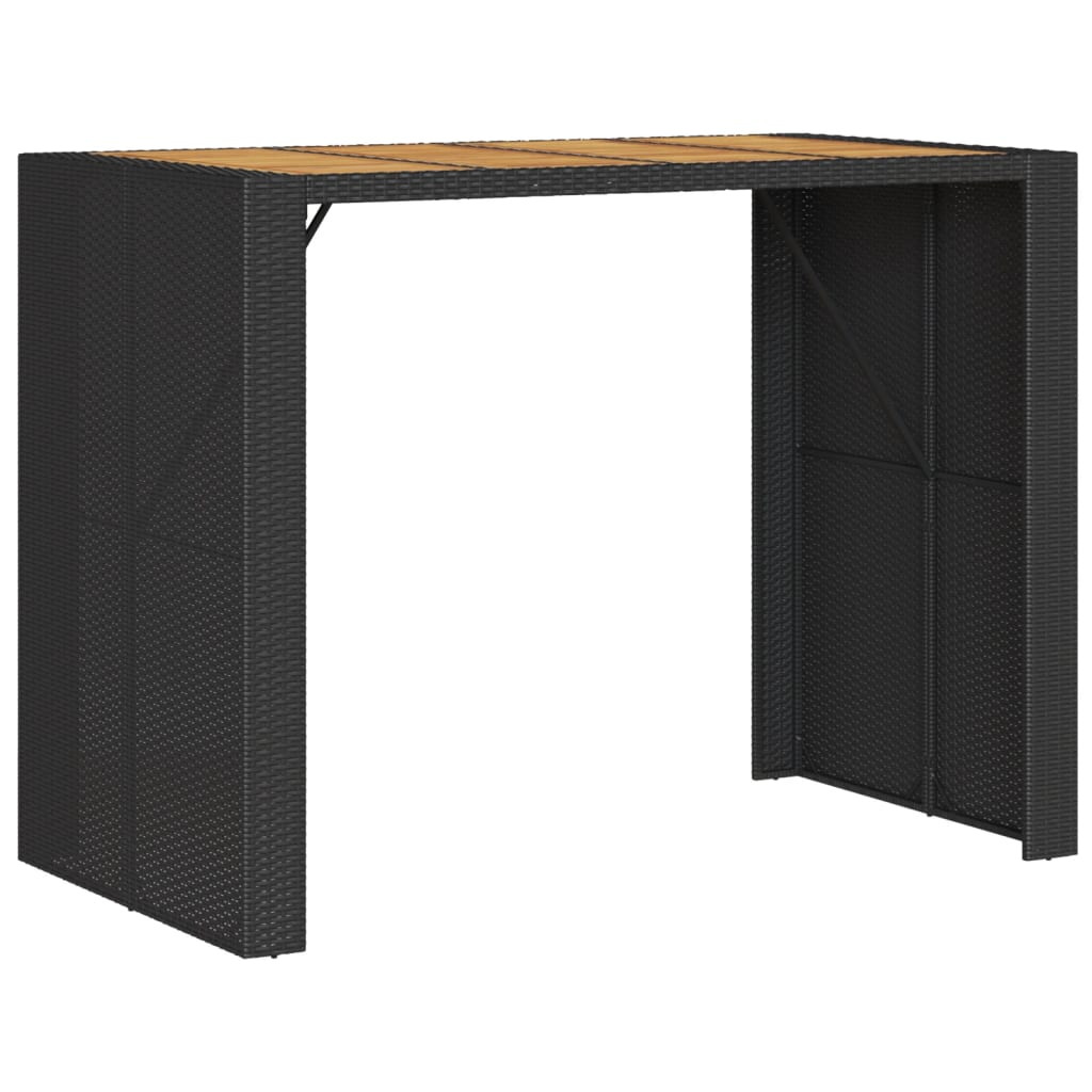Mesa de bar para jardim com tampo em acácia vime pe preto