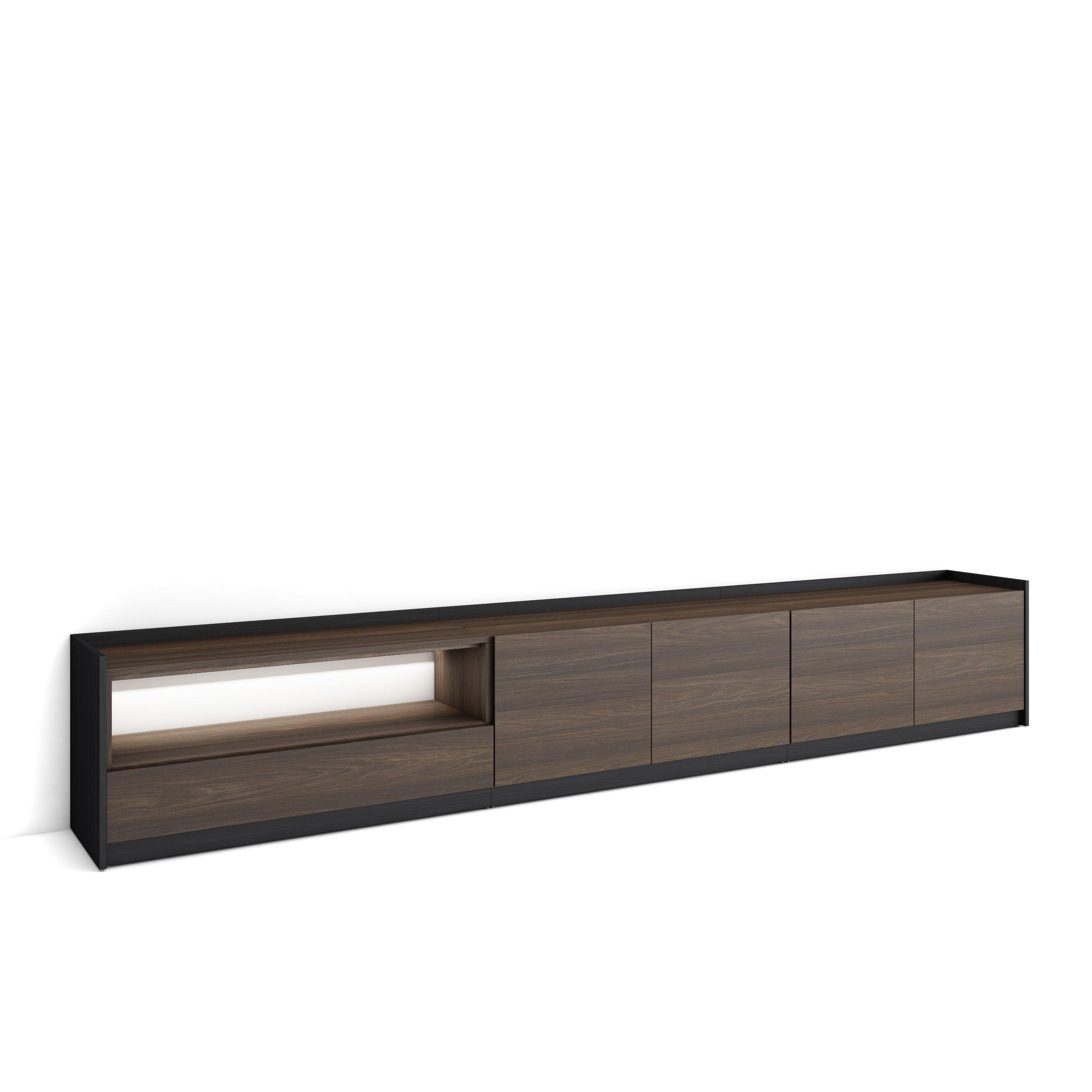 Móvel de tv, 310x37x50cm, carvalho escuro e preto, LED rf4871
