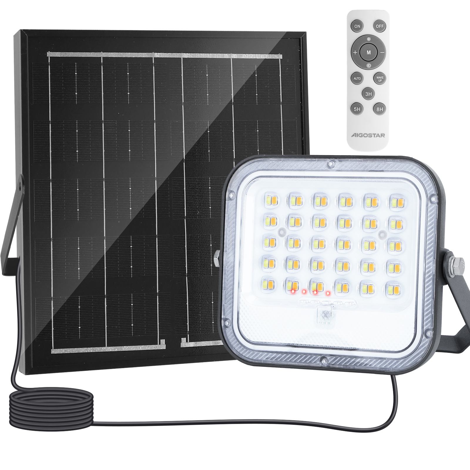 Aigostar holofote LED solar 50w cct com comando à distância