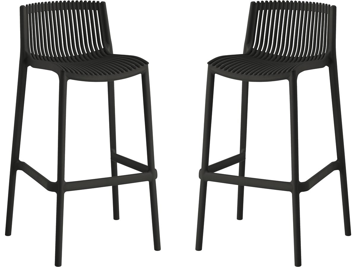 Conjunto de 2 cadeiras altas empilháveis de plástico <<néora>> - preto