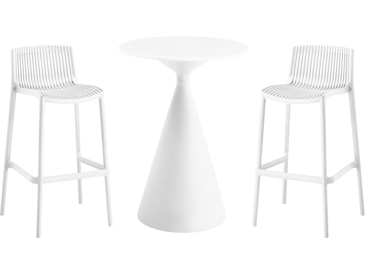 Mesa e cadeiras altas de jardim estilo bistrô empilháveis <<néora>> - 2 lug