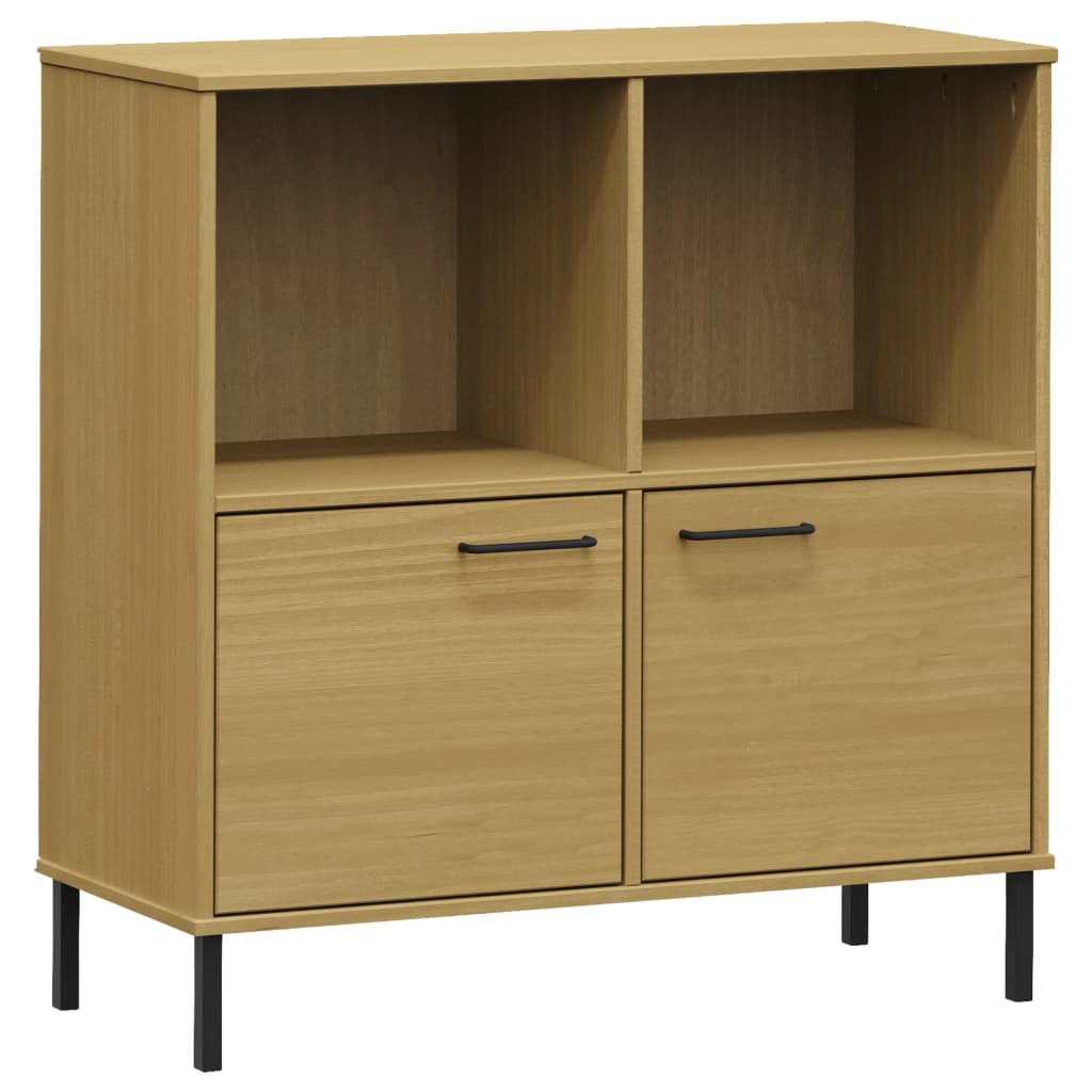vidaXL librería patas de metal oslo madera maciza marrón 90x35x90,5 cm