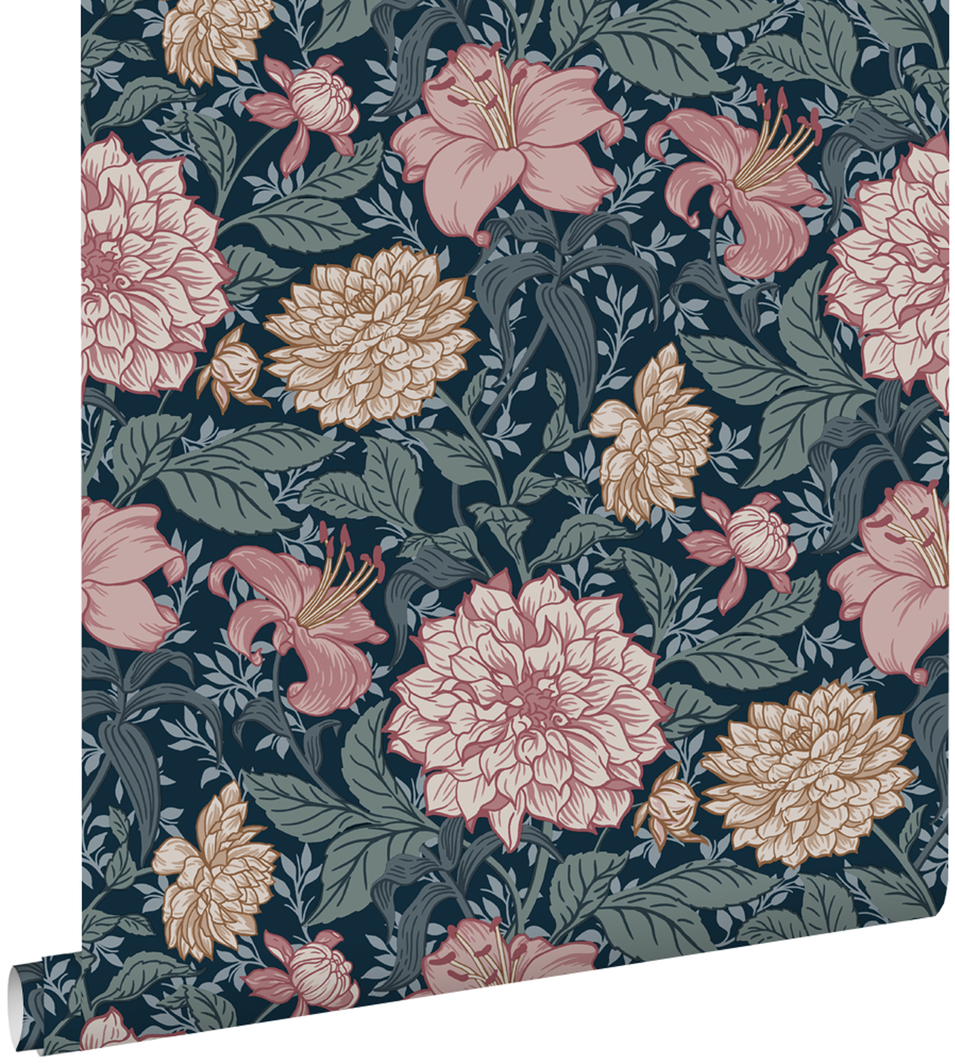 Estahome papel de parede flores vintage azulerosa antigo 53 cm x 10.05 m