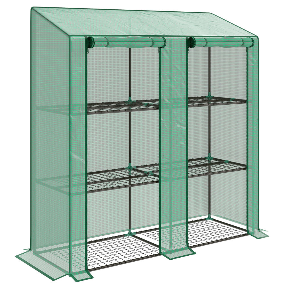 Estufa de jardim 143x46x141/151 cm aço, plástico color verde Outsunny