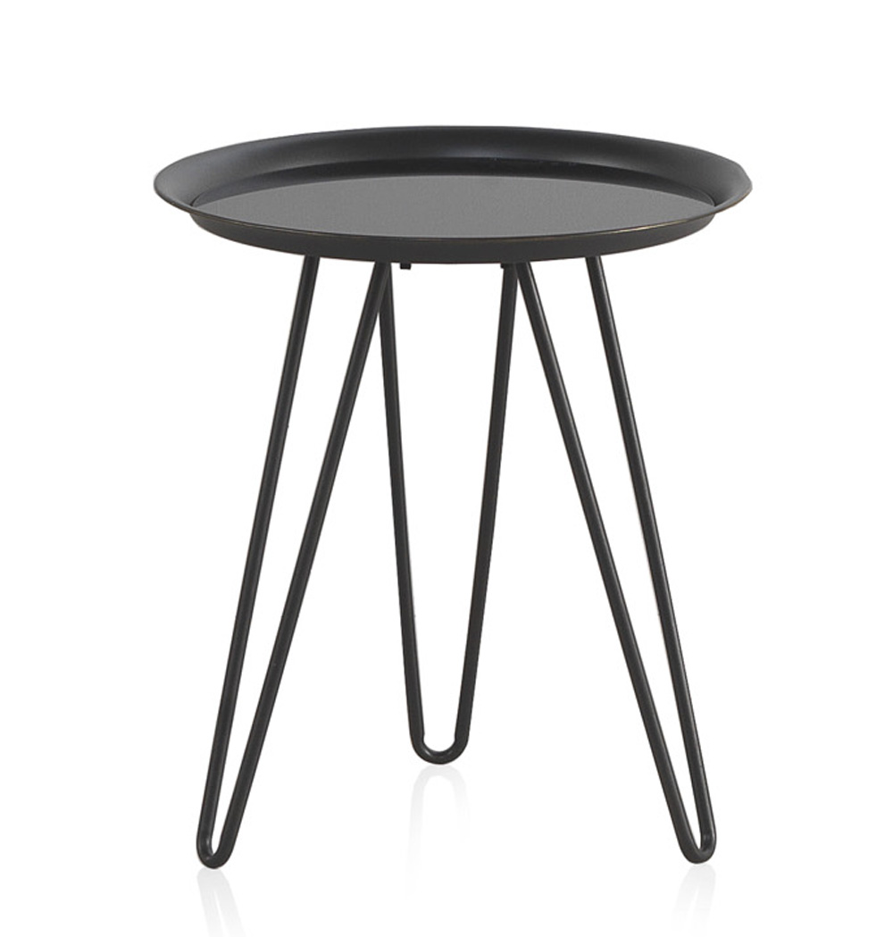 Mesa de centro com tampo de metal, 40x40x43cm
