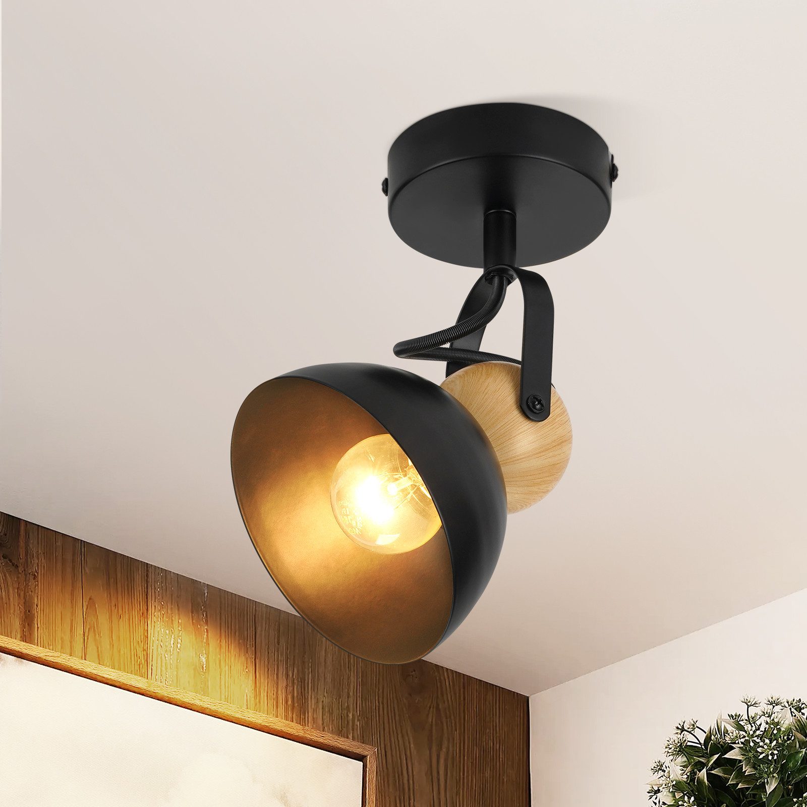 Nettlife luminária de teto negro E27 18x12