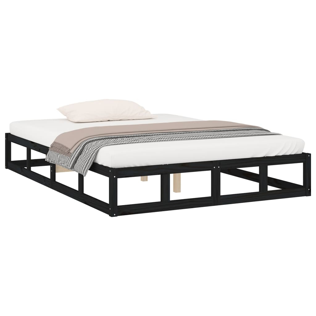 vidaXL estructura de cama de madera maciza negra super king 180x200 cm