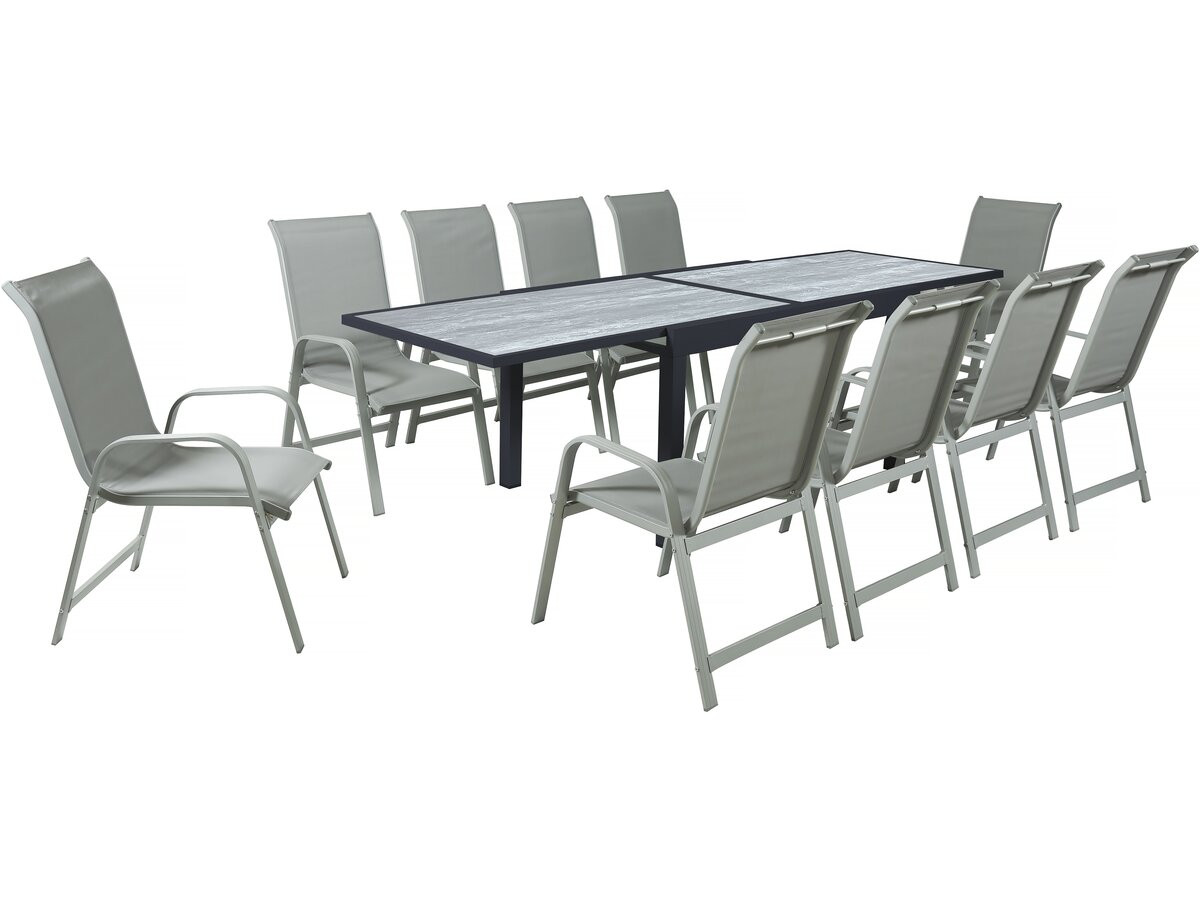 Mesa extensível e cadeiras de jardim em alumínio <<lagos>> - 140/280 x 90 x