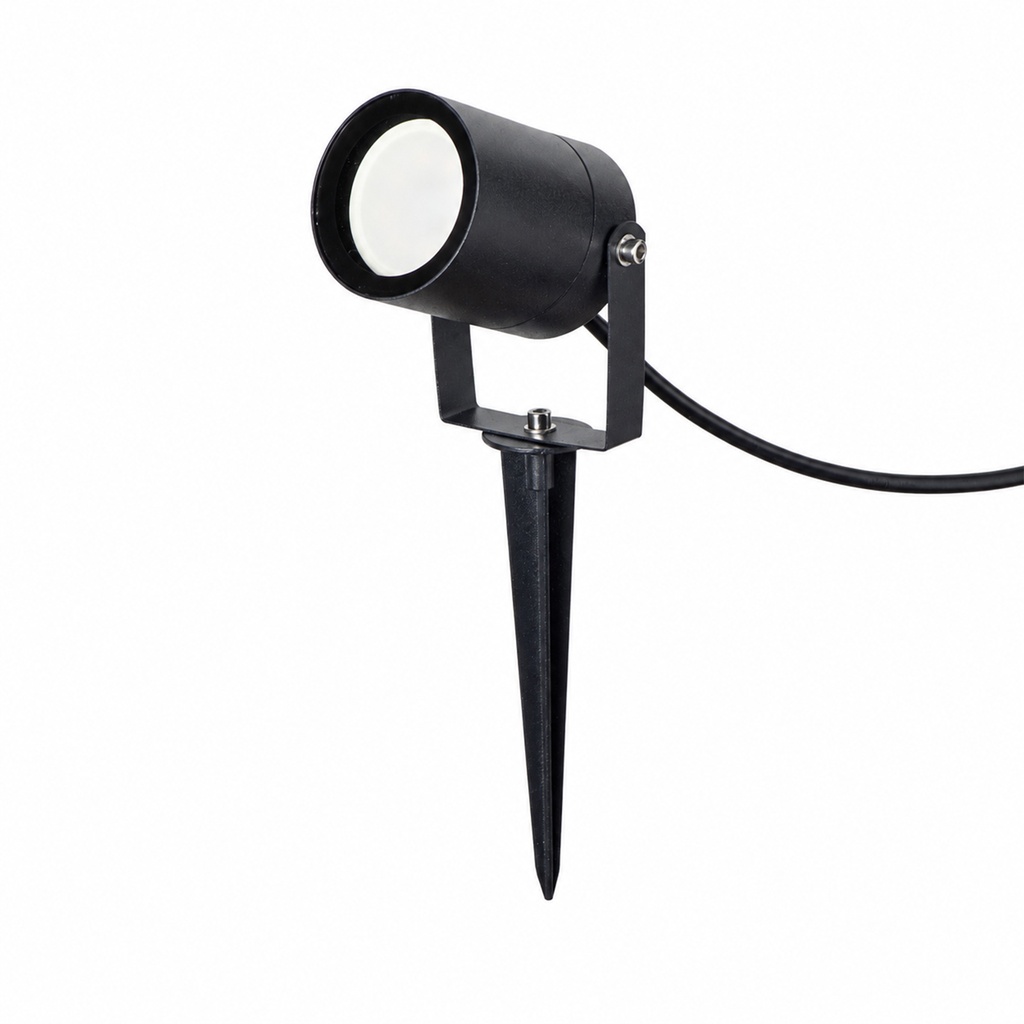 Foco de jardim exterior com espeto gu10 ip65 alumínio preto ajustável