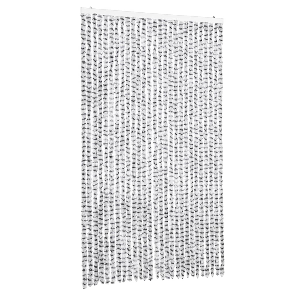 Cortina anti-insetos 118x220cm chenille cinzento claro e escuro