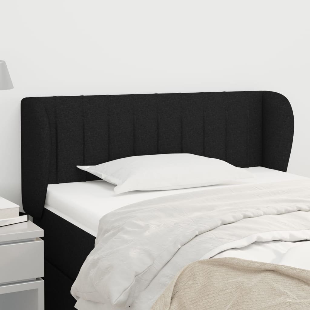 Cabeceira de cama c/ abas tecido 93x23x78/88 cm preto ptob4516