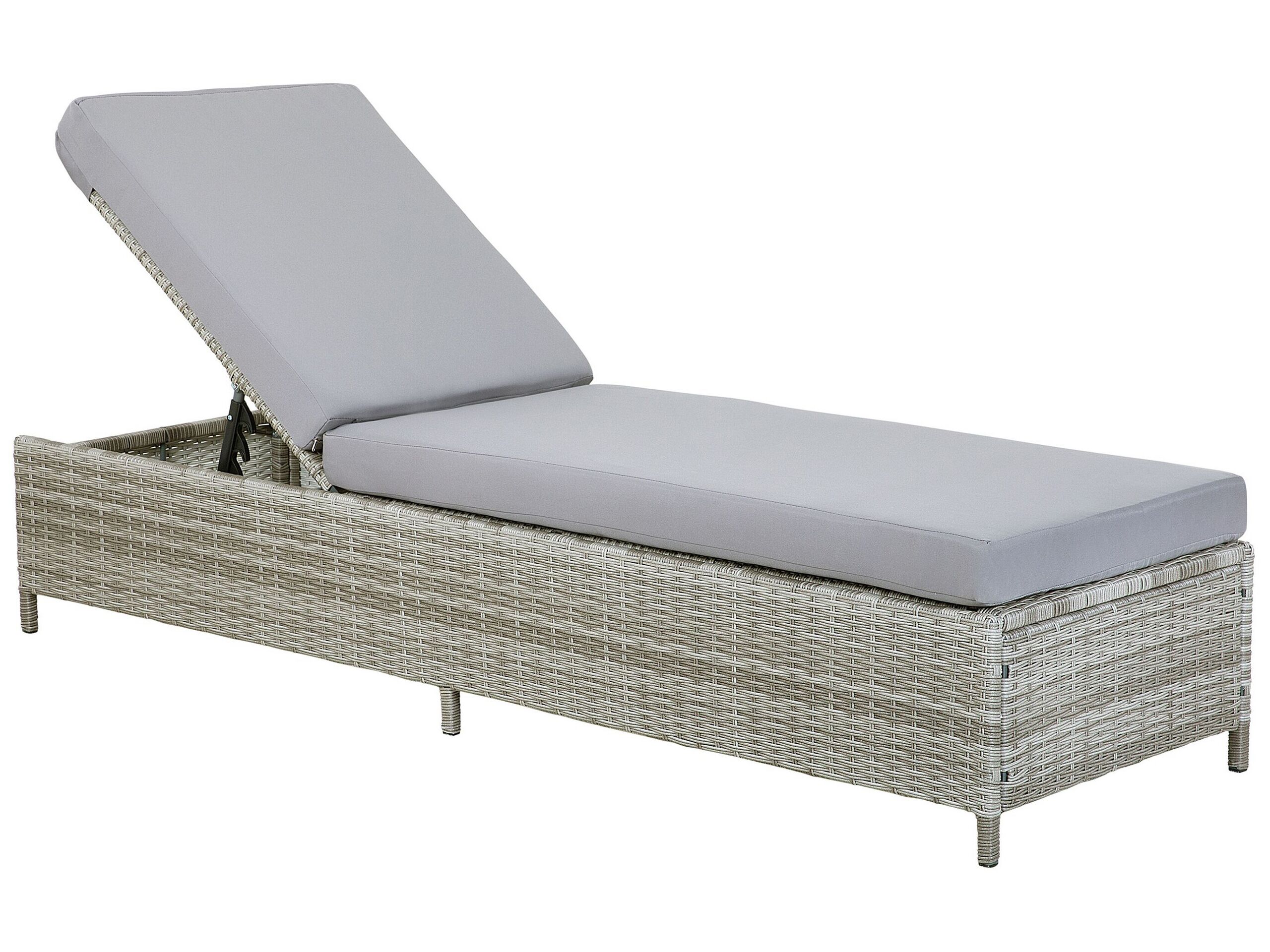 Espreguiçadeira com almofada turin rattan sintético cinzento