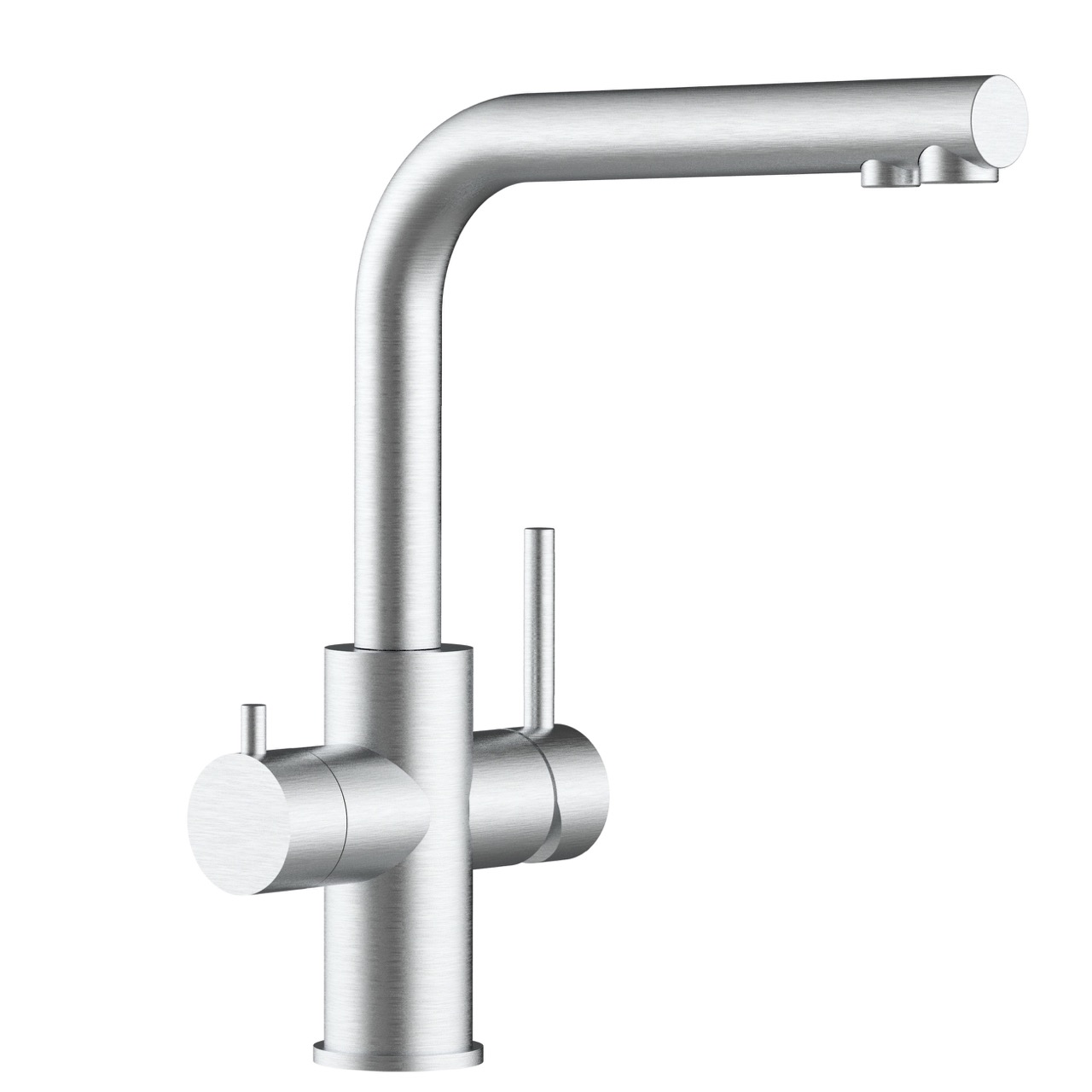 Grifo de cocina 5 vías en acero inoxidable cepillado caño giratorio