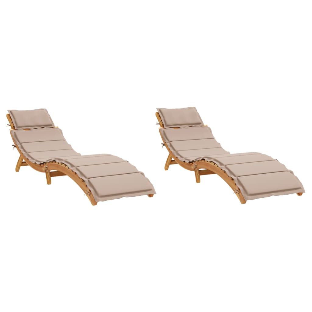 vidaXL tumbonas con cojines 2 uds madera maciza de acacia gris taupe