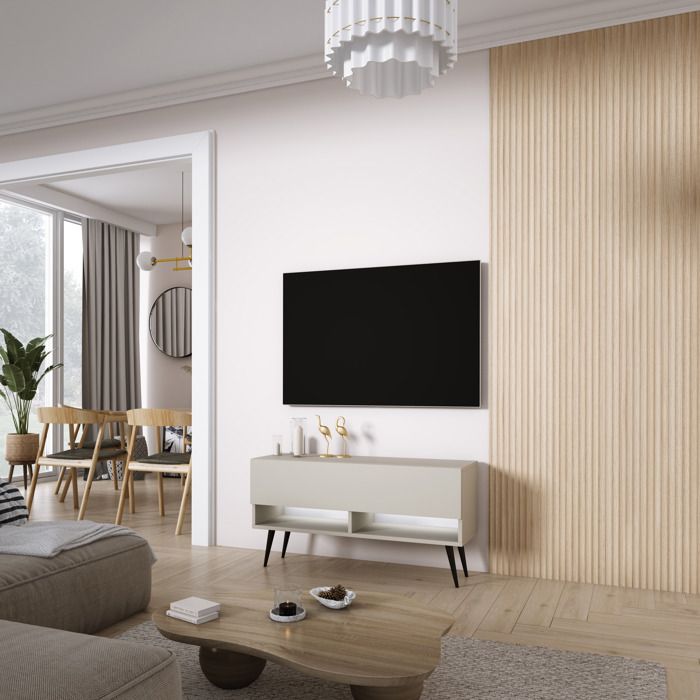 Móvel para tv com pés - cashmere, LED branco - 100 x 32 x 52 cm
