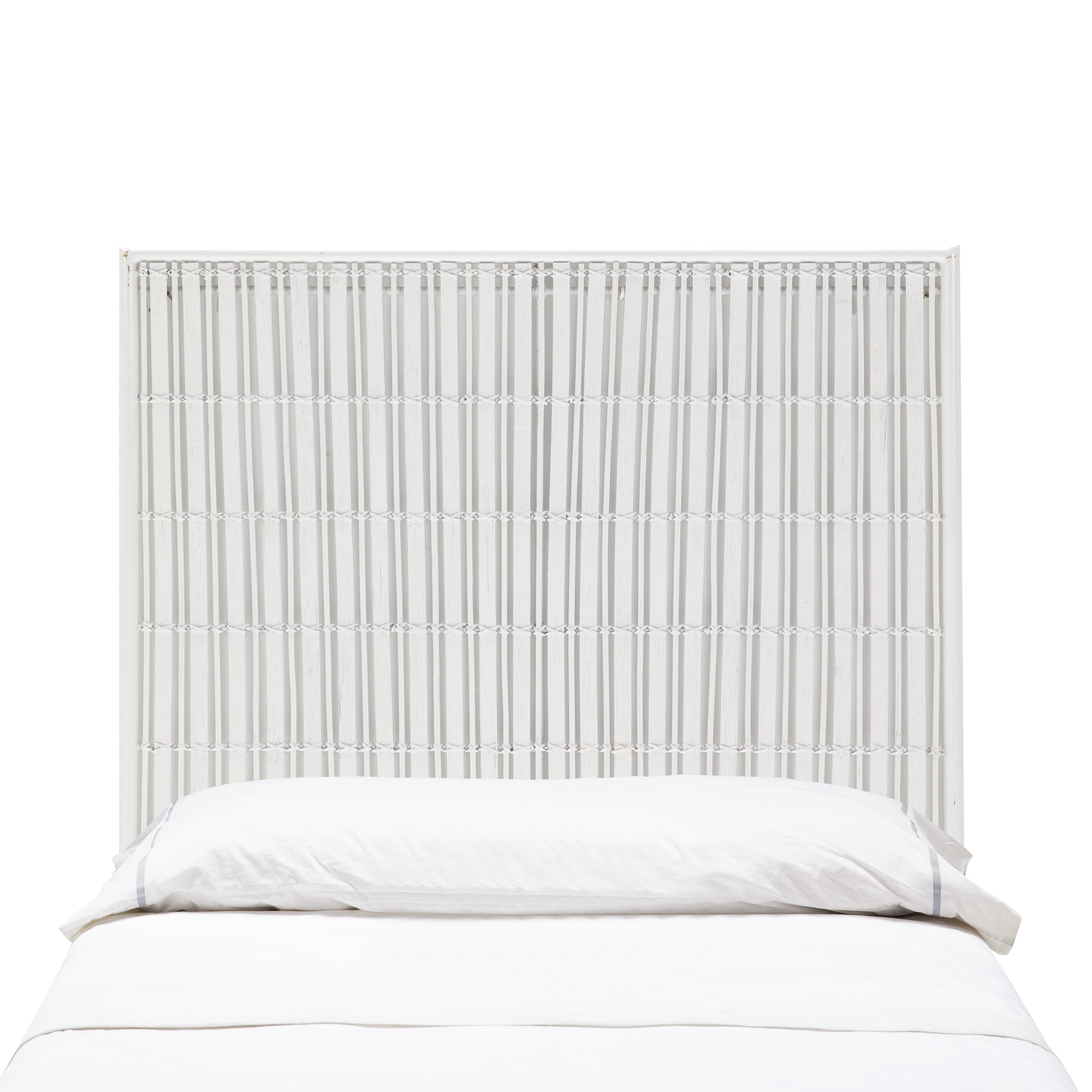 Cabeceira de metal 111x3x90, vime branco
