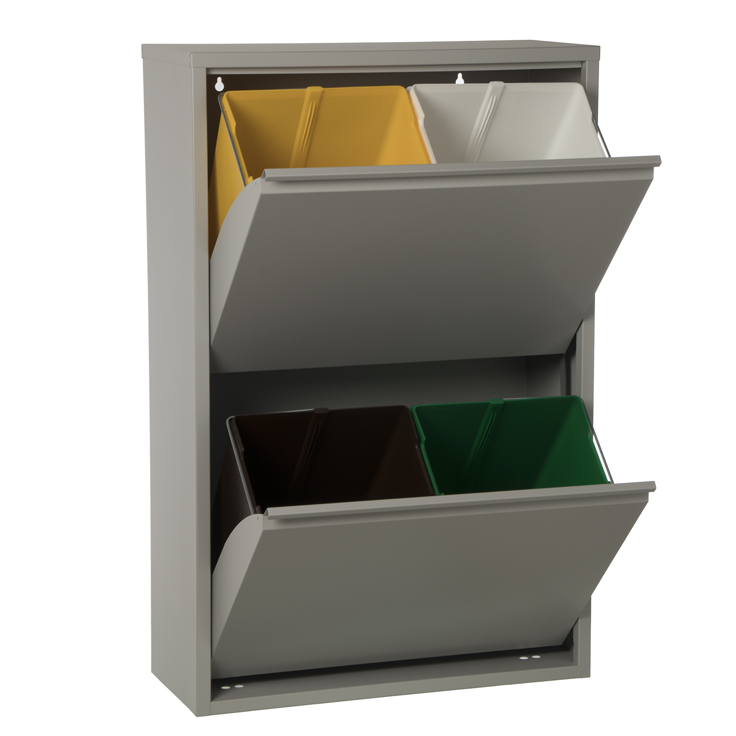 Lixeira de reciclagem com 4 compartimentos, cinza fosco - 4 x 18l.