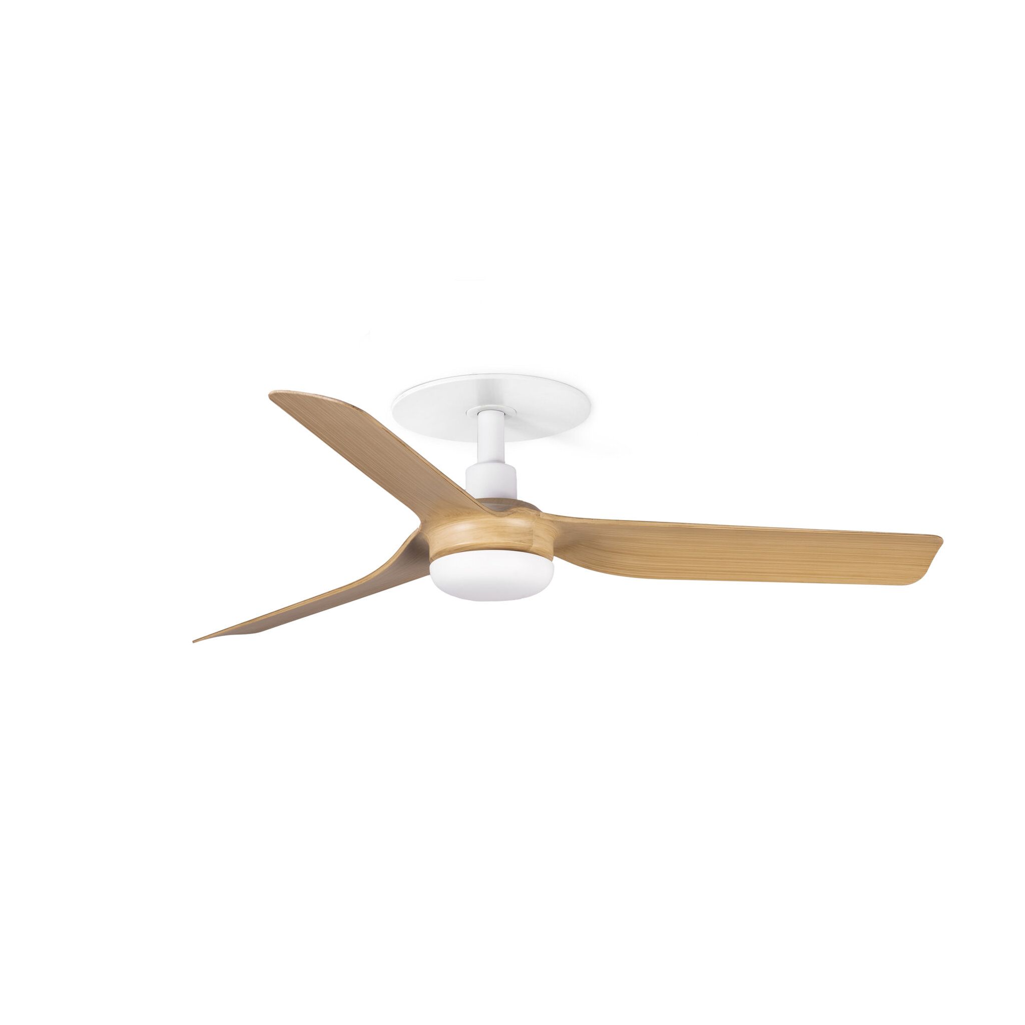 Ventilador de teto embutido ø900 branco em madeira de ácer 3 pás tuya