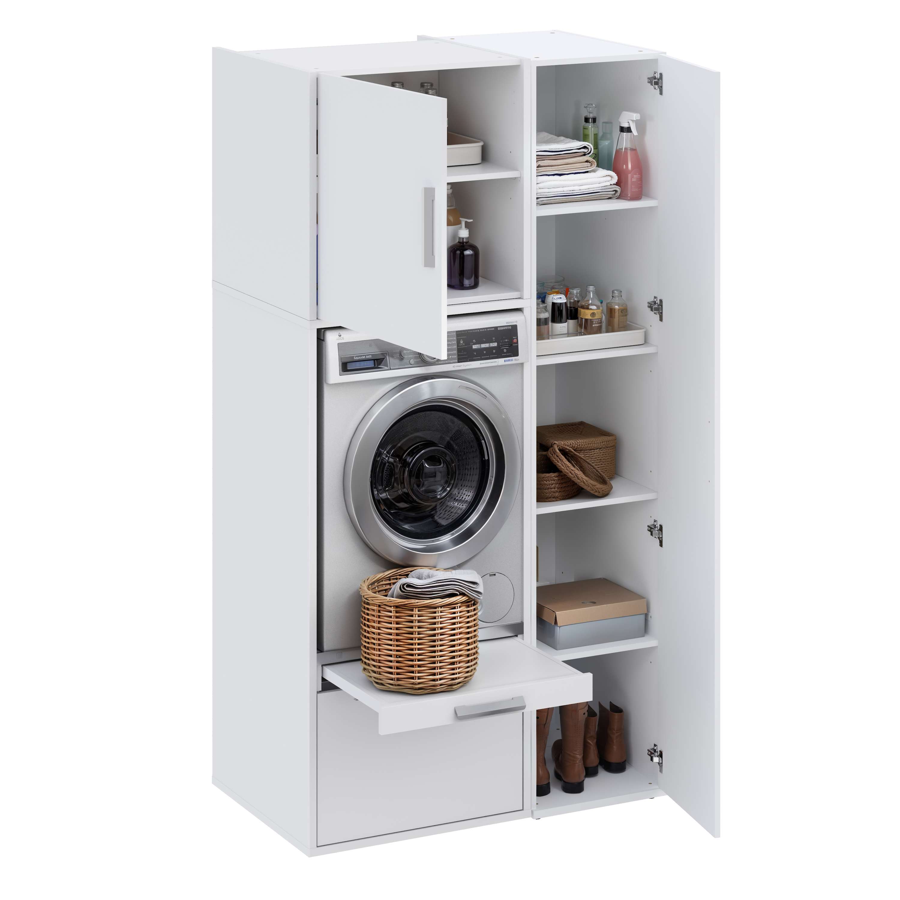 Conjunto de móveis para máquina de lavar t-bath 110,7x208 cm branco