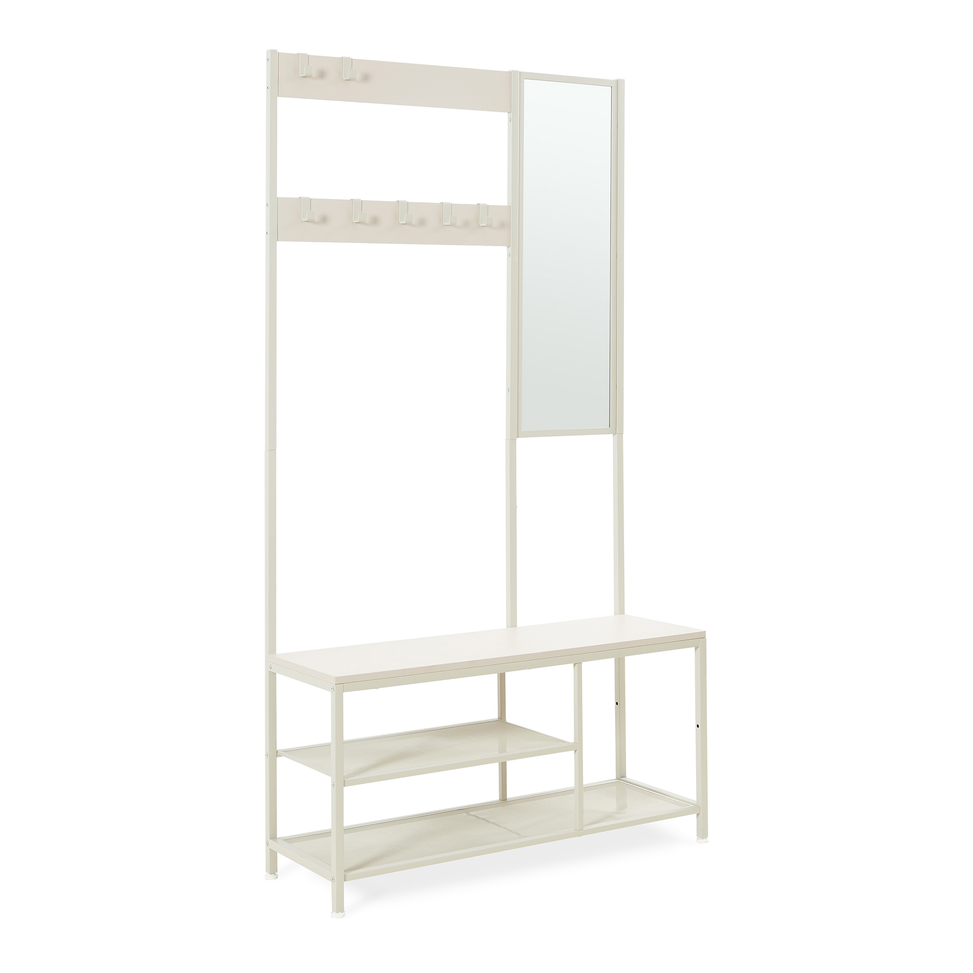 Bengaleiro napinerg com espelho e sapateira 185x98x34 cm cor de areia