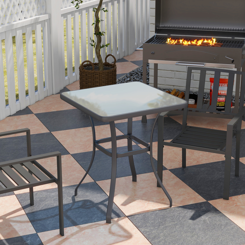 Mesa de jardim quadrada estável 68,5x68,5x84cm metal preto