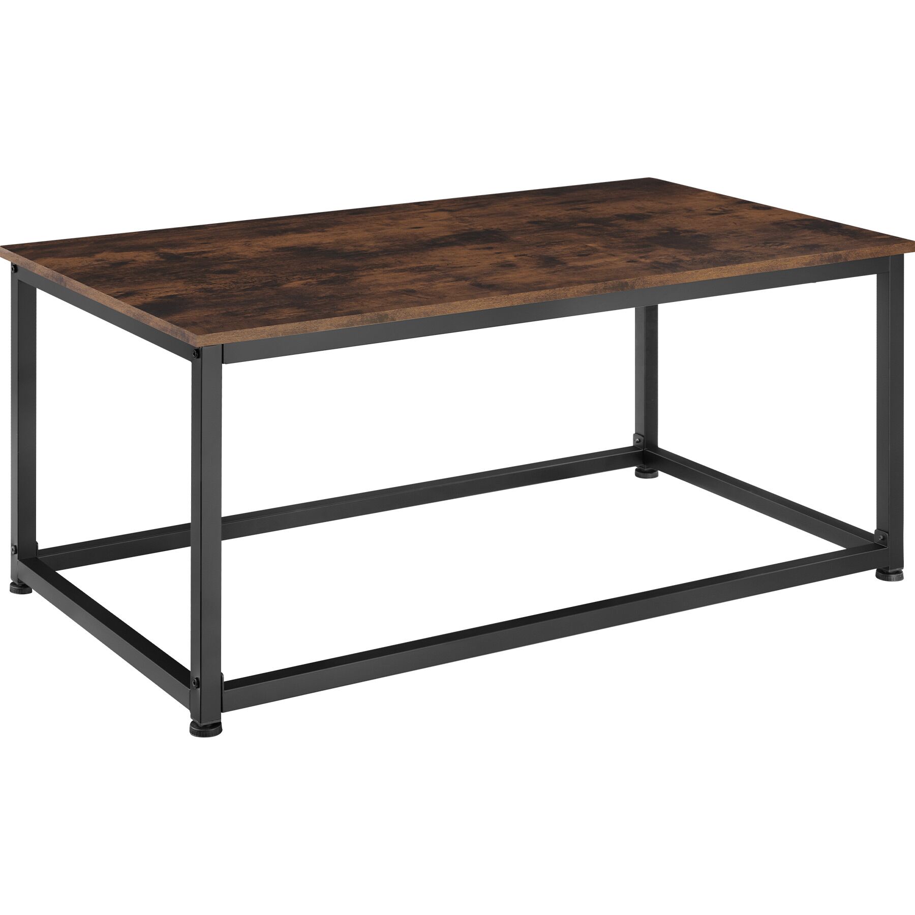 Mesa auxiliar rectangular de madeira e aço com patas ajustávels, castanho