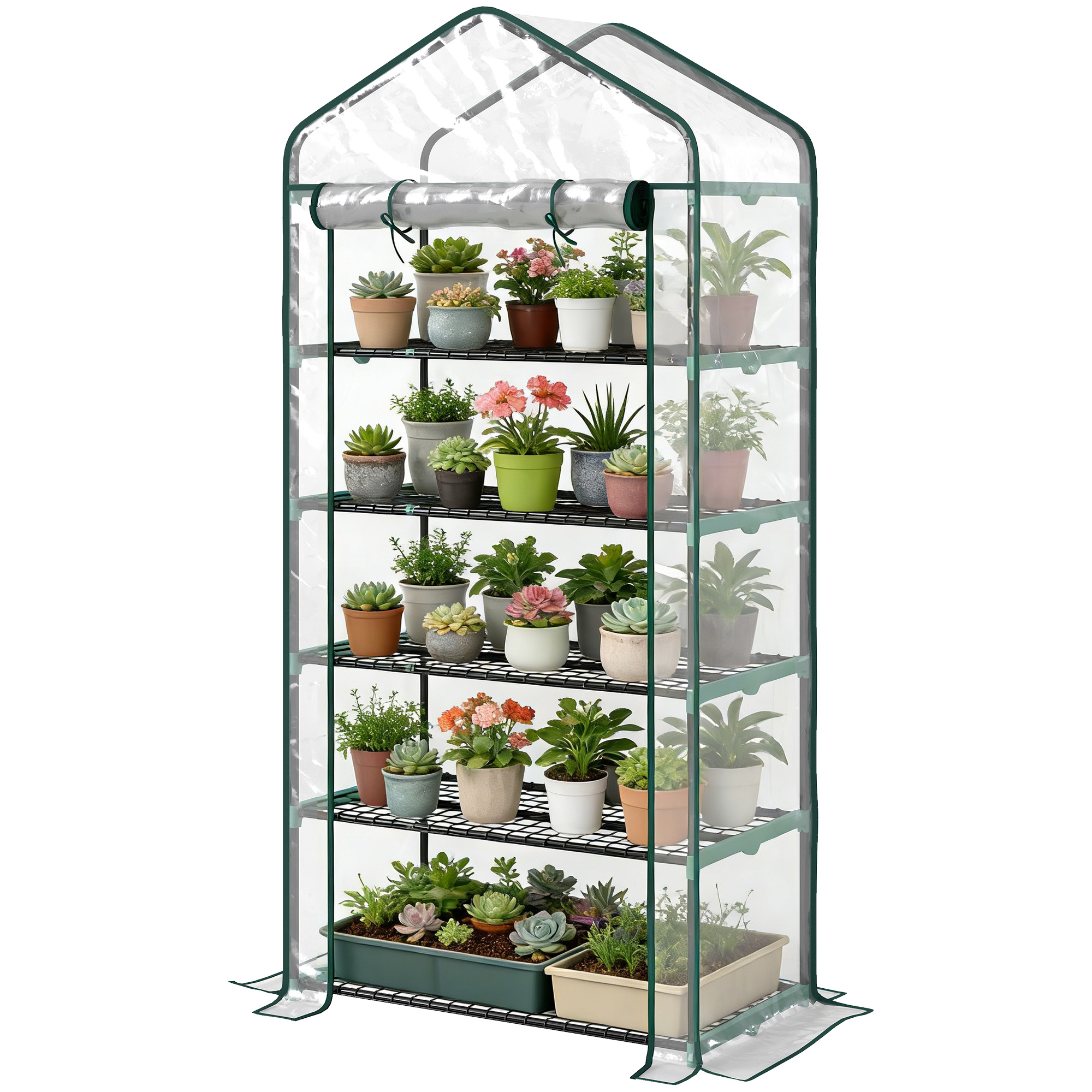 Estufa de jardim transparente em PVC 90x49x193 cm