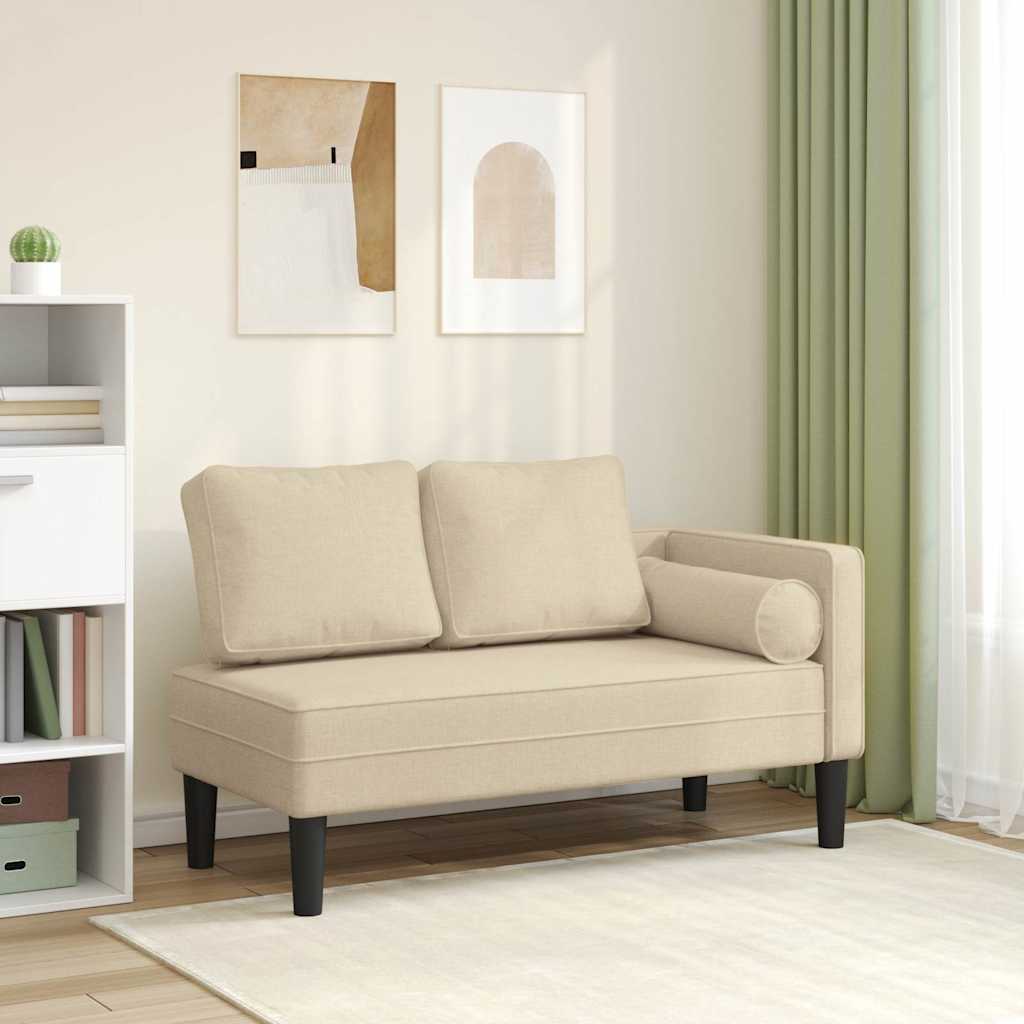 Chaise lounge com almofadões tecido creme wf770143