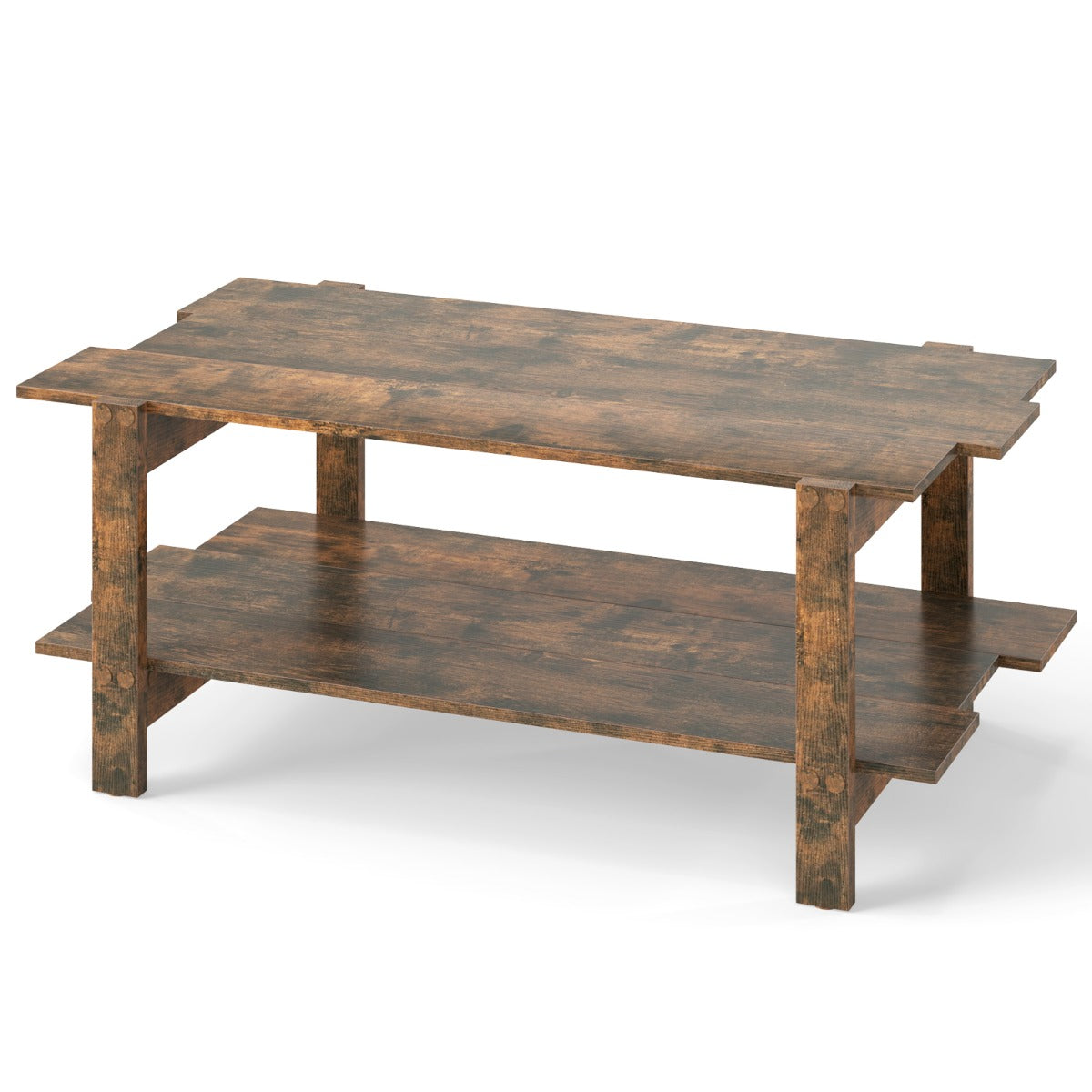 Mesa de centro - helloshop26 - 115 x 59 x 46 cm - 2 níveis - madeira compos
