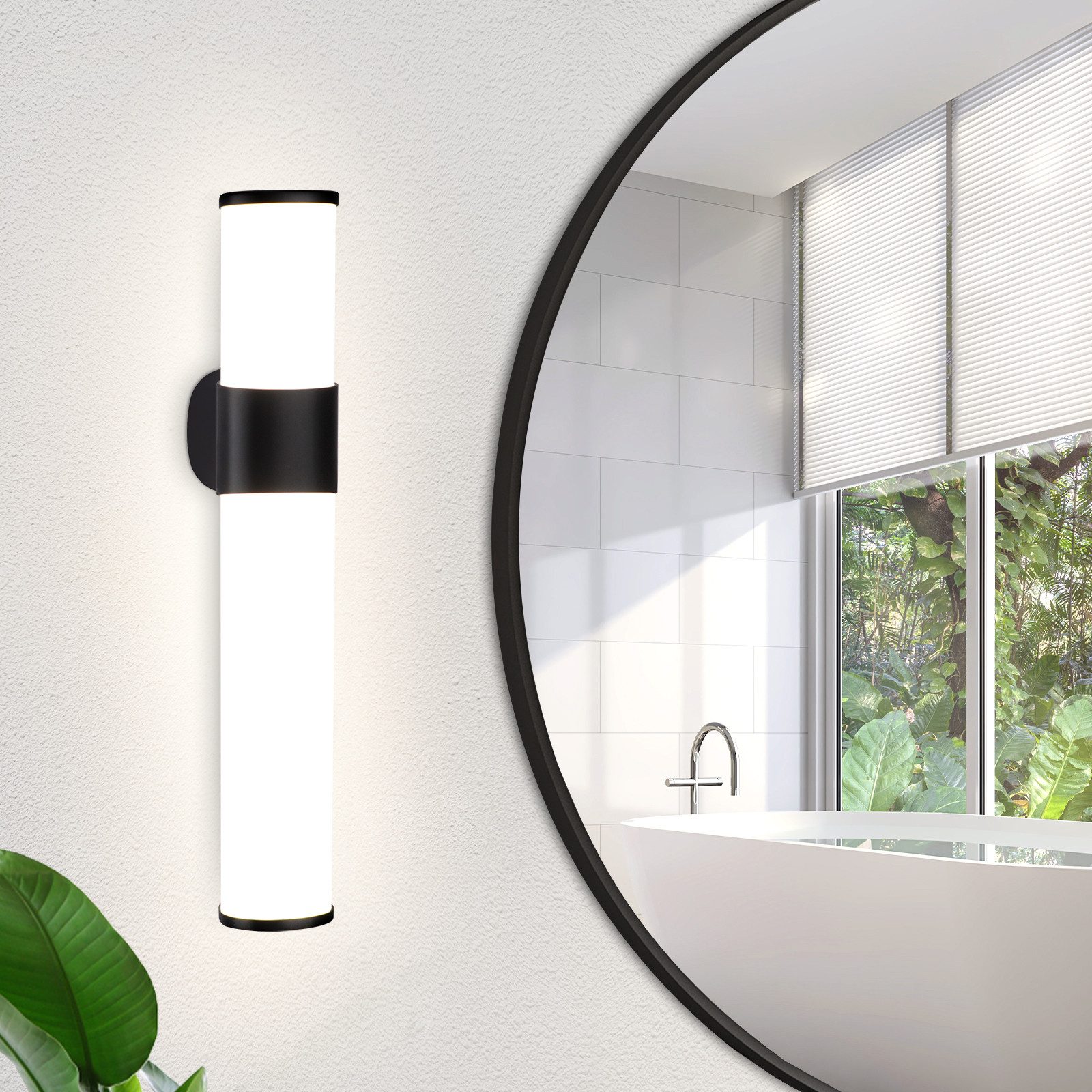 Nettlife luminária de parede com espelh LED preto 35x12.8 ip44