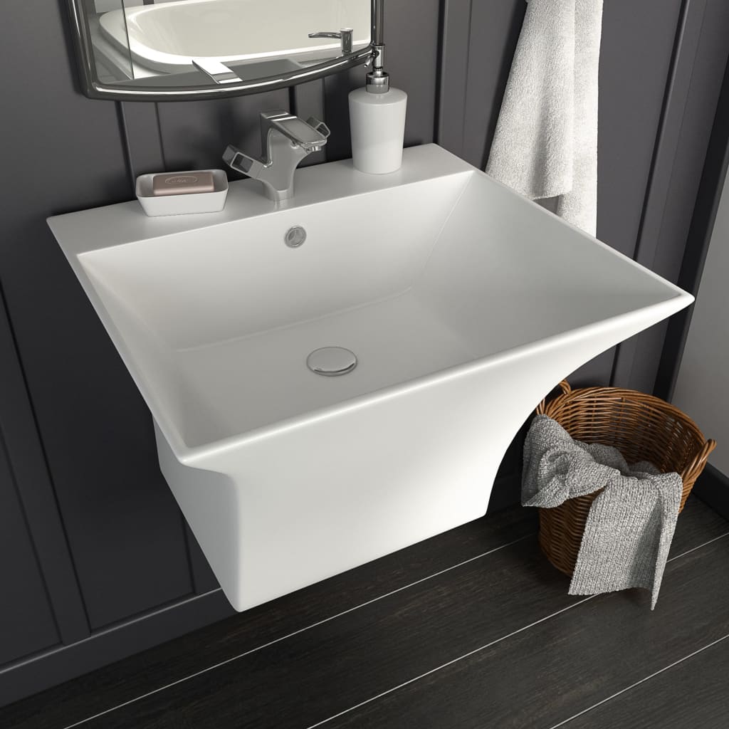 Lavatório suspenso vidaxl cerâmica branco 500x450x410 mm