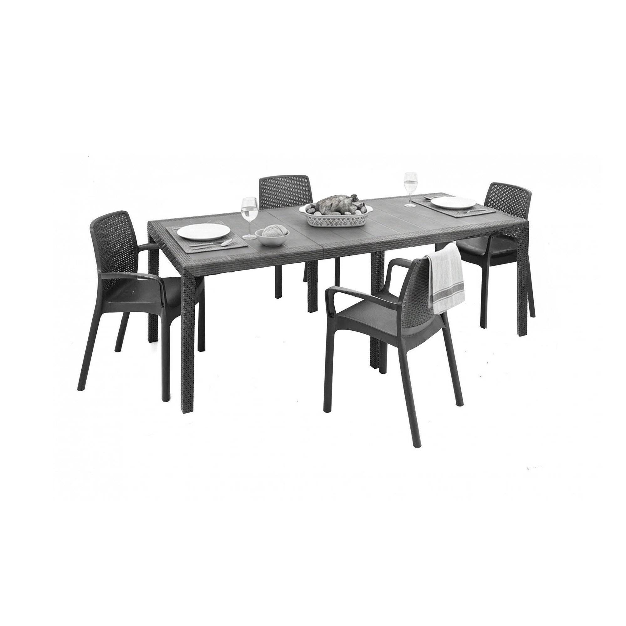 Conjunto externo arret, mesa, em plástico preto antracite