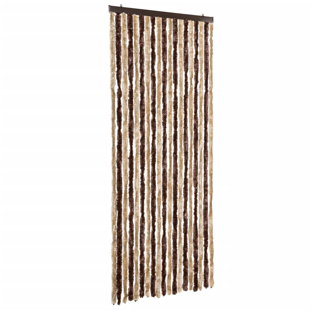 Cortina anti-insetos 56x185 cm chenille bege e castanho claro