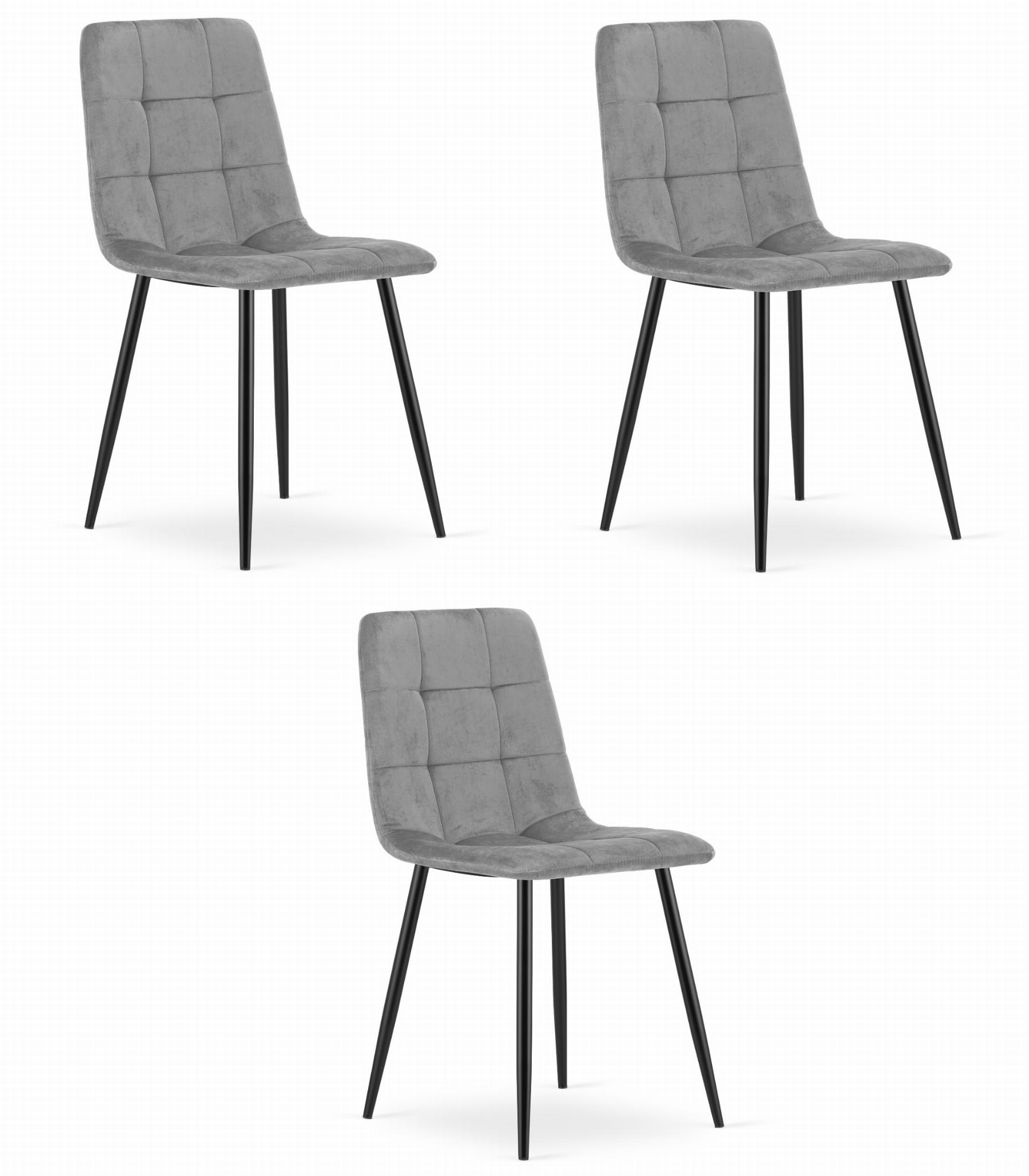 Cadeira valora pyra em veludo cinza claro, design moderno (3 unidades)