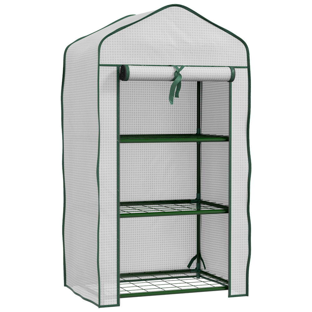 Estufa de jardim 59x39x127 cm polietileno, aço color blanco Outsunny