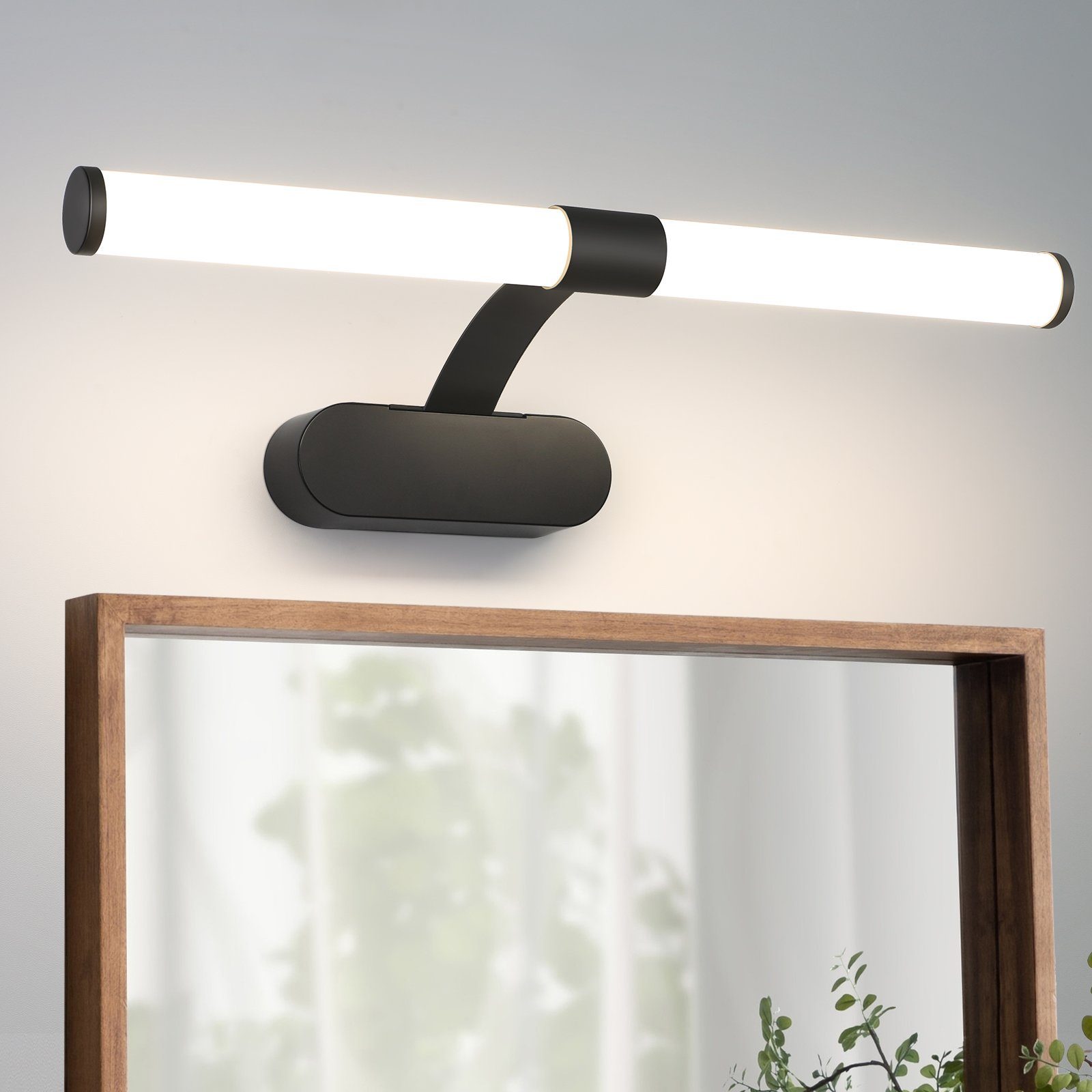 Nettlife luminária de parede com espelh LED preto 40x16.8