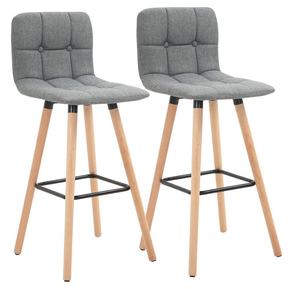 Bancos alto 41,5x47x97,5 cm poliéster e madeira de borracha color gris
