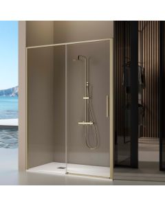Mampara con puerta corredera delta dorado  136-137 cm