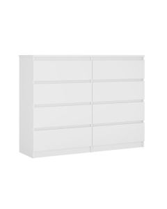 Cómoda demi - 8 gavetas - branco brilhante 140 cm
