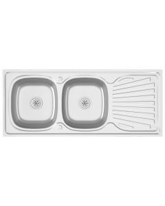 Lava-louça cozinha + cuba dupla 1200x500x155 mm inox prateado