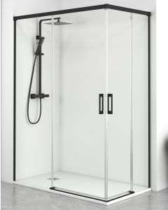 Painel de duche retangular frente 100 laterais 70cm preto transparente
