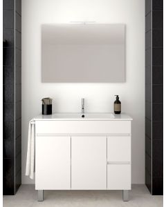 Móvel de banho isquia com lavatório y espelho branco 100x45cm