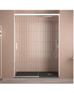Ecrã de chuveiro frontal deslizante 120cm (adaptável 114-119cm) branco mate
