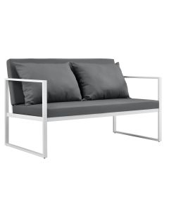 [casa.pro] sofá de jardim exterior com almofada 70 x 114 x 60 cm - branco