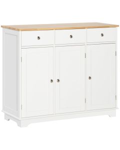 Aparador de cozinha 101x40x85 cm mdf e madeira de borracha color blanco