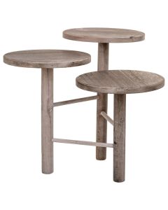 Suporte de madeira para 3 potes brancos d25x40/35/30