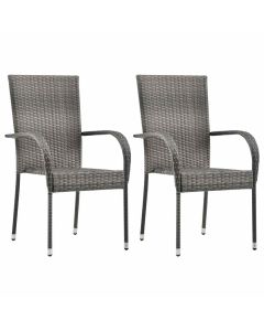 Cadeiras de exterior empilháveis 2 pcs vime pe cinzento